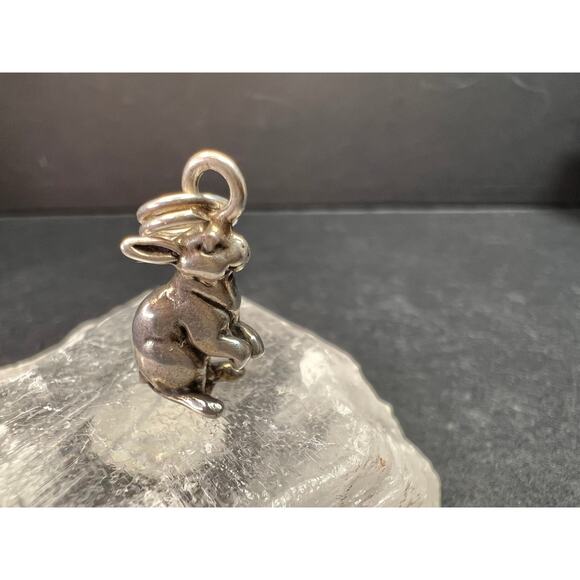 Vintage Sterling Silver MCM Rabbit Charm Bunny Pendant Jewelry Fine Silver - Picture 3 of 16